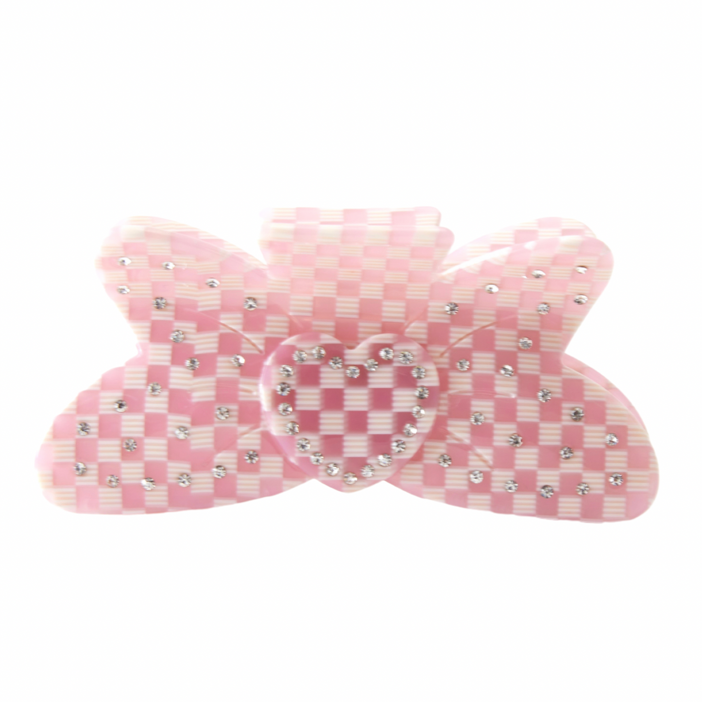 Bow Clip in Pink Checkers