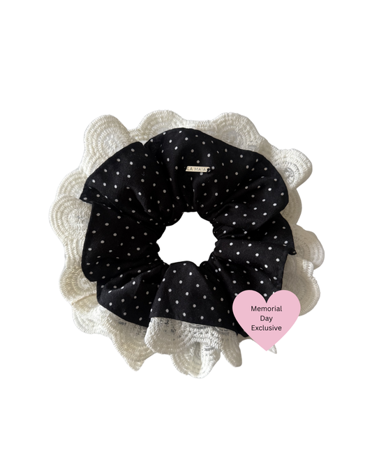 Black Polka Lace Scrunchie (Memorial Day Exclusive)