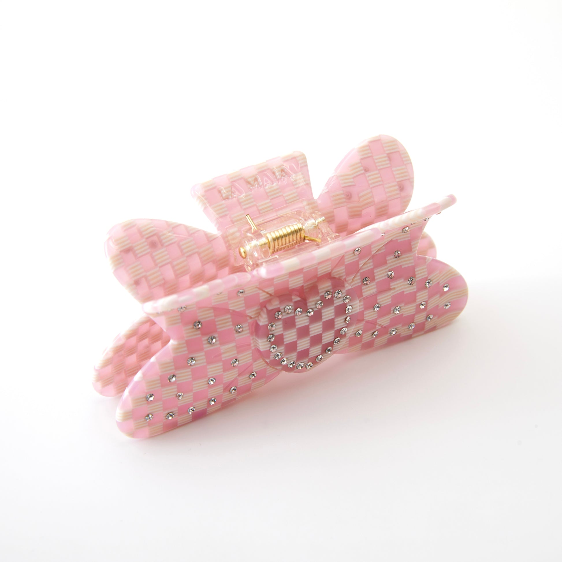 Bow Clip in Pink Checkers
