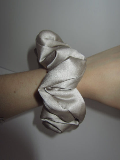 Silver Silk Pillow Scrunchie