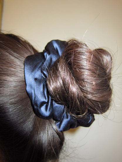Navy Silk Pillow Scrunchie