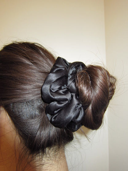 Black Silk Pillow Scrunchie
