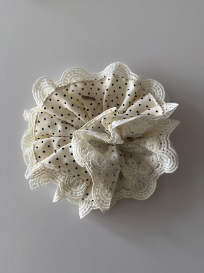 White Polka Lace Scrunchie (Memorial Day Exclusive)