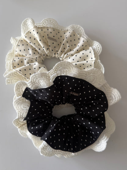 Black Polka Lace Scrunchie (Memorial Day Exclusive)