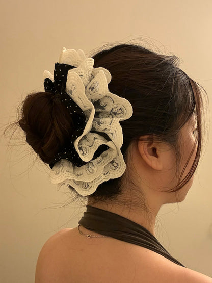 Black Polka Lace Scrunchie (Memorial Day Exclusive)
