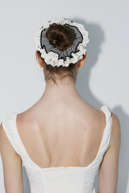 The B&W Checkers Lace Scrunchie
