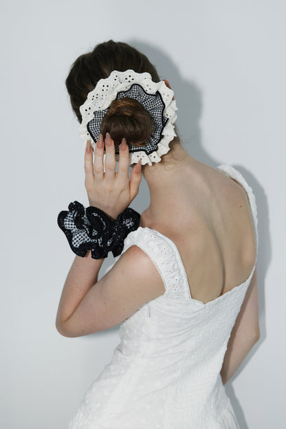 The B&W Checkers Lace Scrunchie