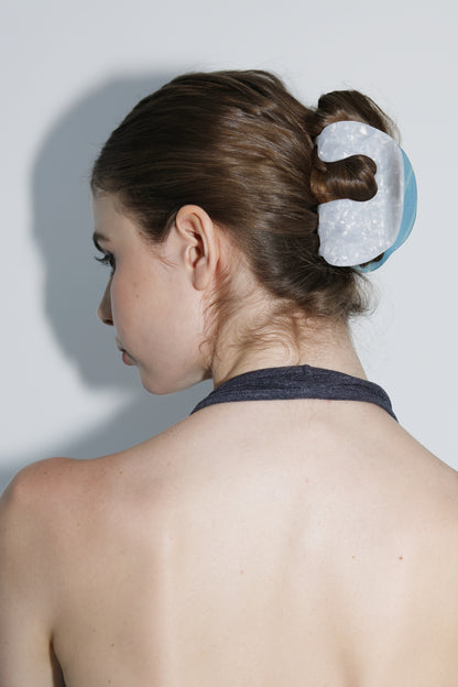The Maia Claw Clip in Moonstone and Ocean