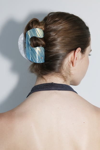 The Maia Claw Clip in Moonstone and Ocean