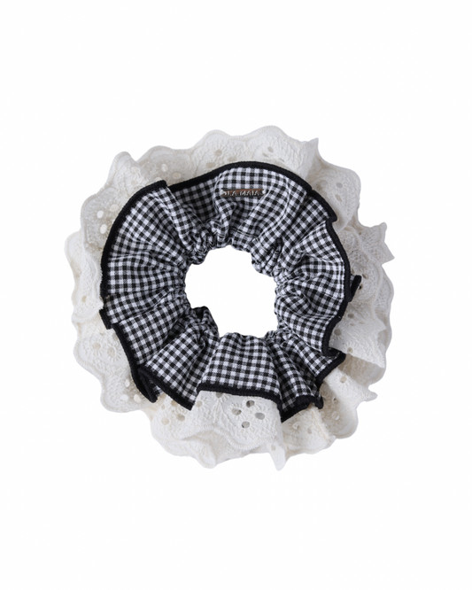 The B&W Checkers Lace Scrunchie (RESTOCK PREORDER)