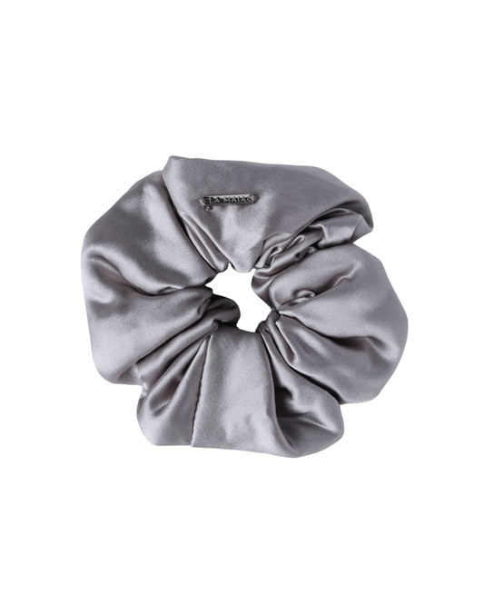 Silver Silk Pillow Scrunchie