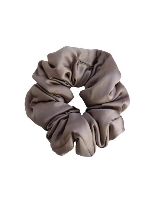 Silver Mauve Silk Pillow Scrunchie