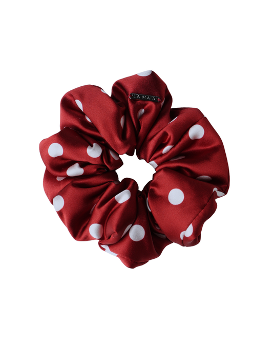 Red Polka Silk Pillow Scrunchie