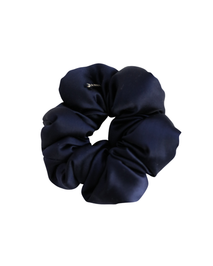 Navy Silk Pillow Scrunchie